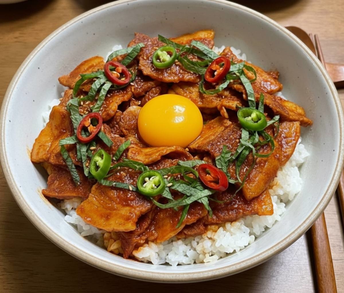 대패삼겹 덮밥 완성된 모습. 기사 내용을 바탕으로 제작한 자료사진.