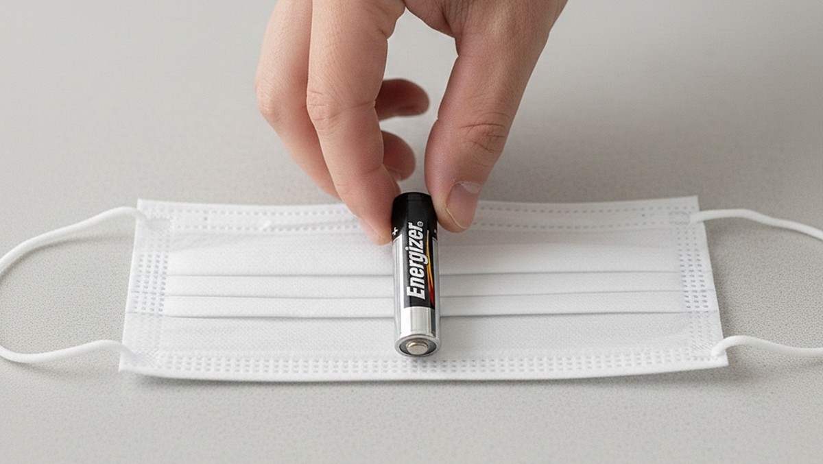 마스크를 활용한 방전된 건전지 재활용 꿀팁 AI 이미지