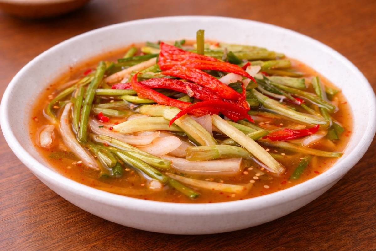 맛깔나게 완성된 미나리김치. 기사 내용을 바탕으로 제작한 자료사진.