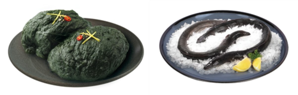 매생이(왼), 민물장어(오)의 모습. / 해양수산부 제공