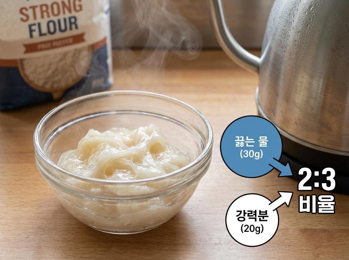 '밀가루에 끓는 물을 부으면 어떤 일 벌어질까?!' 기사 내용을 바탕으로 제작한 자료사진.