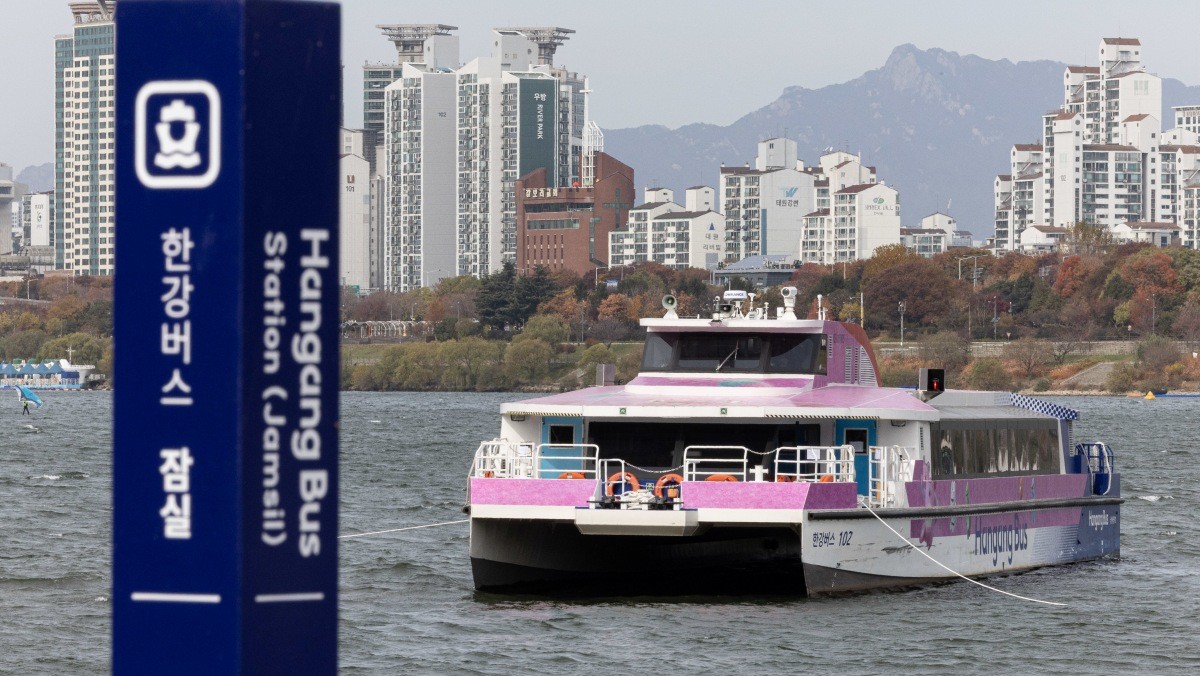 지난달 15일 80여 명이 탑승한 서울 한강버스가 송파구 잠실선착장 인근 강바닥에 걸려 멈춰서는 사고가 발생했다. / 뉴스1