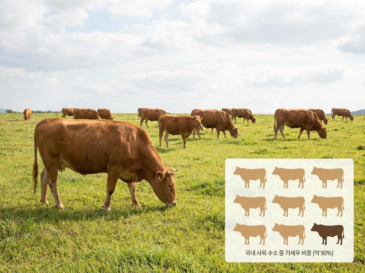 수소 가운데 거세우의 비중은 90% 정도. 기사 내용을 바탕으로 제작한 자료사진.