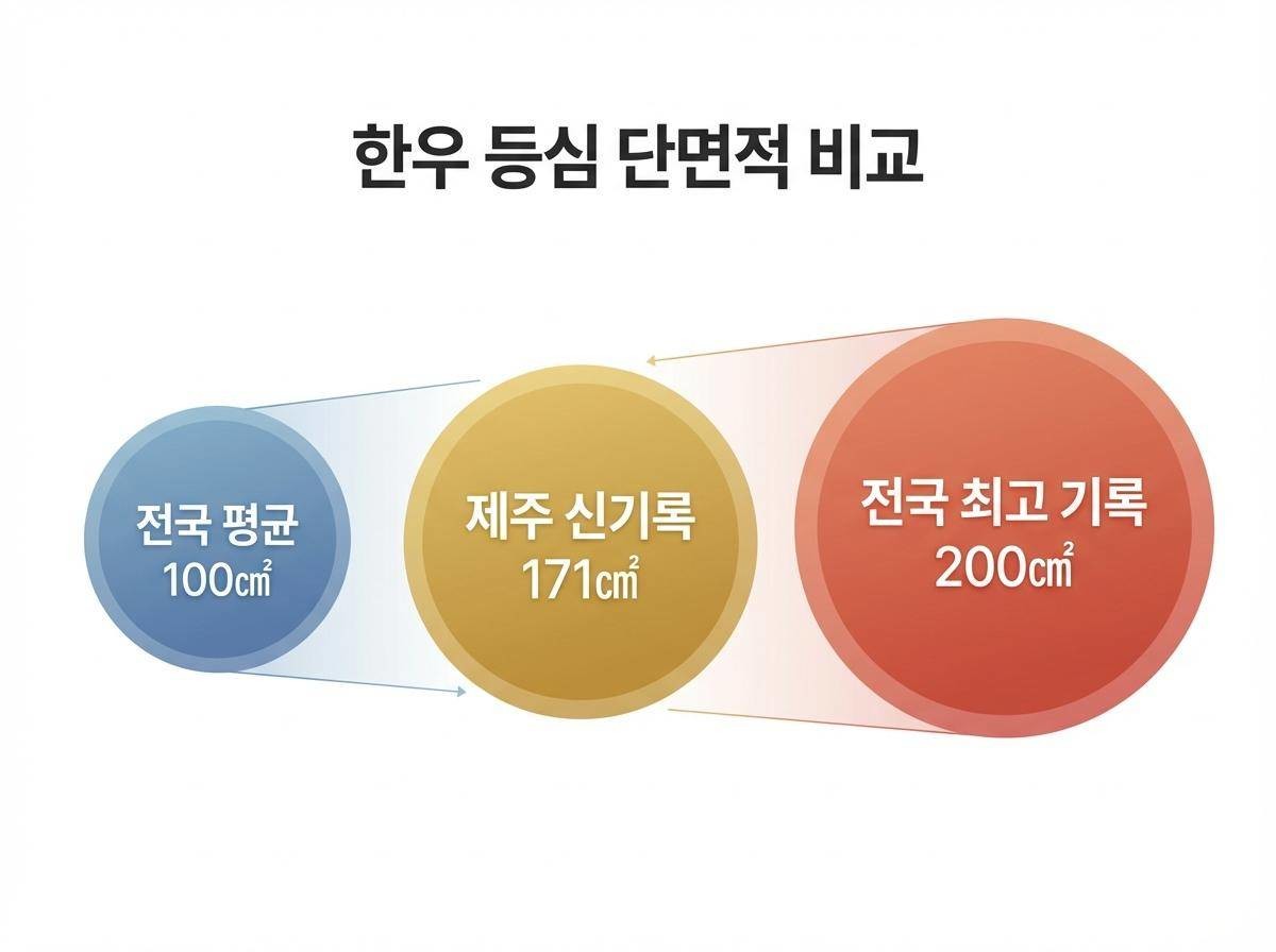 한우 등심 단면적 비교. 기사 내용을 바탕으로 제작한 자료사진.