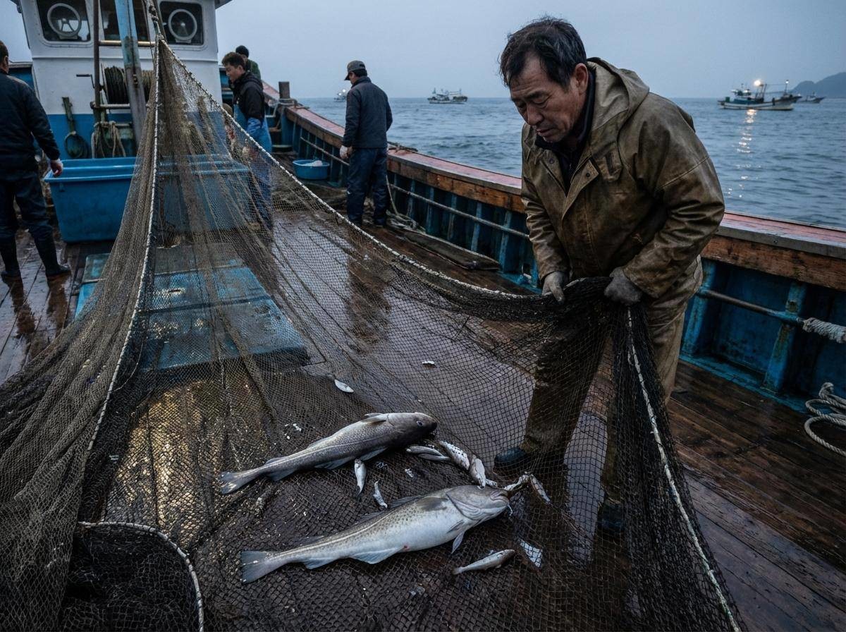 텅 빈 대구잡이 배. 기사 내용을 바탕으로 제작한 자료사진.