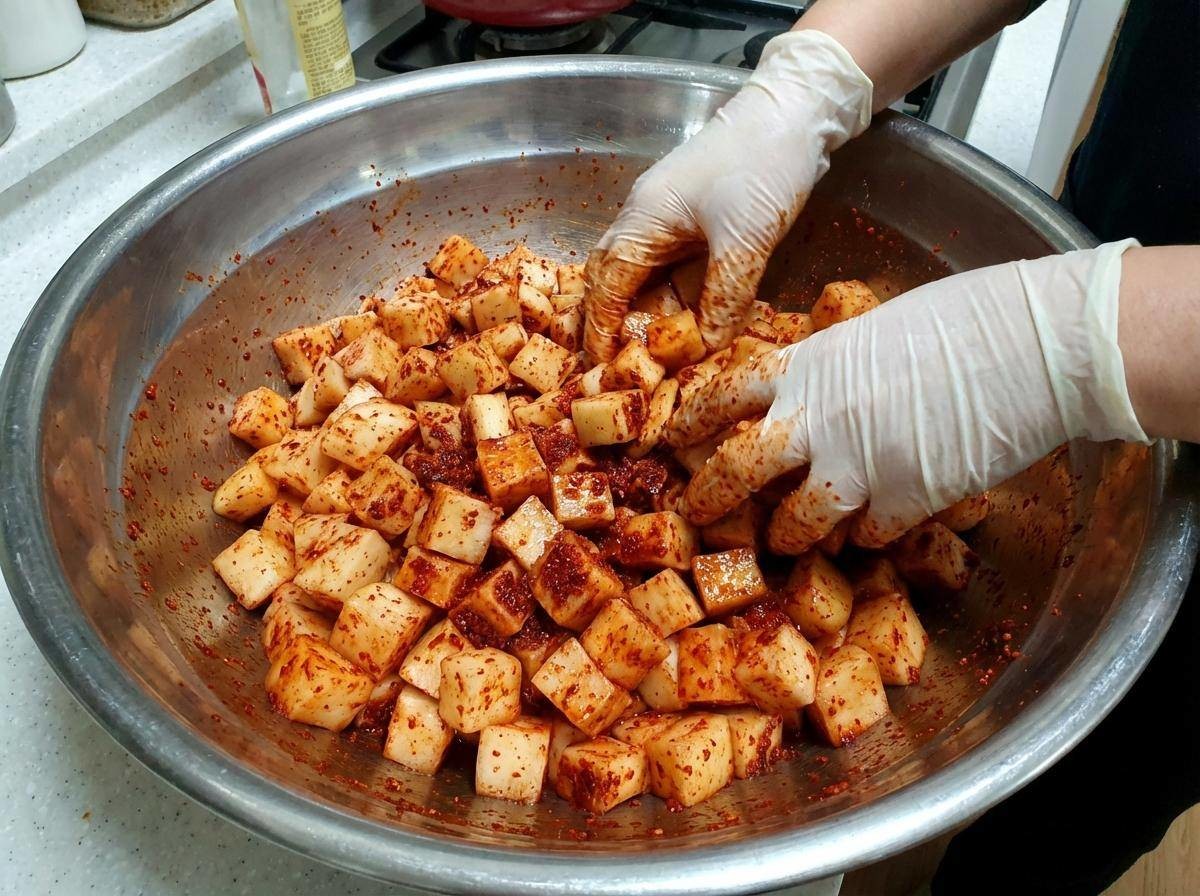 깍두기 담그는 모습. 기사 내용을 바탕으로 제작한 자료사진.