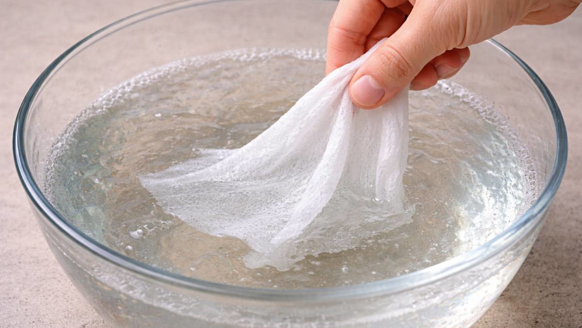 '물티슈를 이 물에 한번 찍어보세요?!' 기사 내용을 바탕으로 제작한 자료사진.