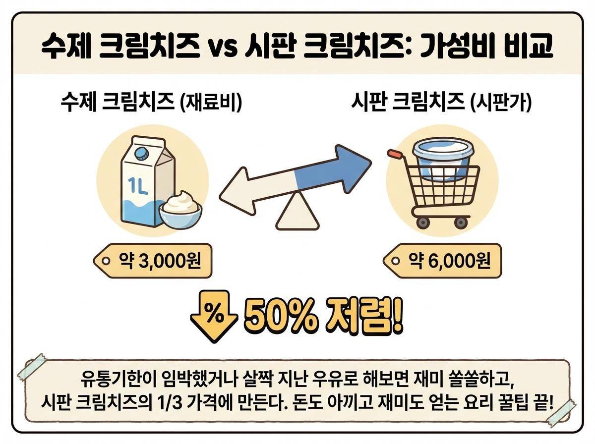 '돈 절약하며 집에서 직접 만드는 수제 크림치즈' 기사 내용을 바탕으로 제작한 자료사진.
