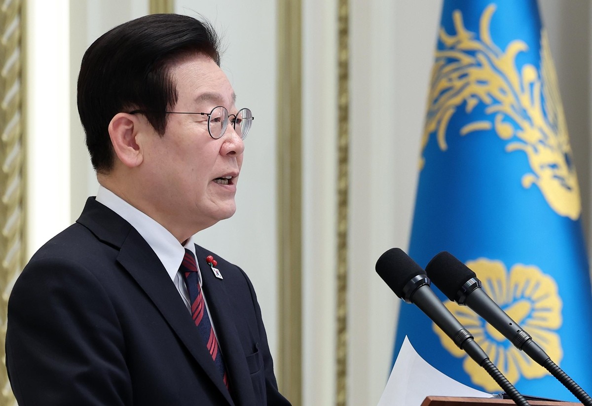 이재명 대통령이 2일 청와대 영빈관에서 열린 2026년 신년 인사회에서 신년 인사말을 하고 있다. / 뉴스1