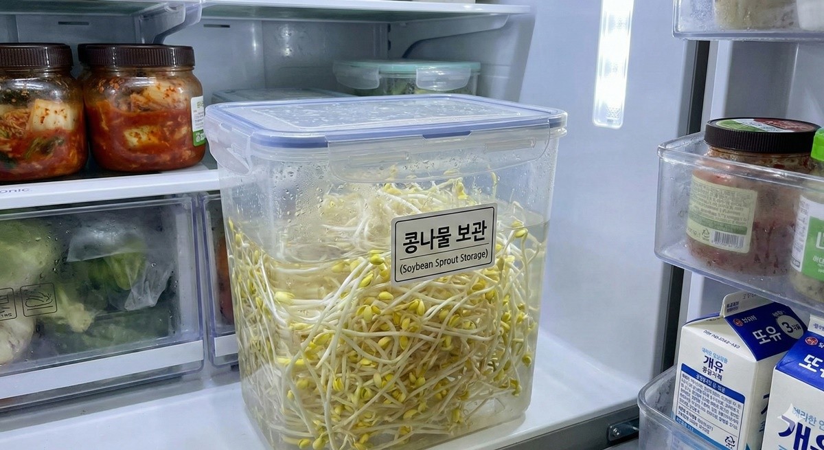 남은 콩나물은 물에 담가 냉장보관하면 신선하게 먹을 수 있다. / AI 생성 이미지