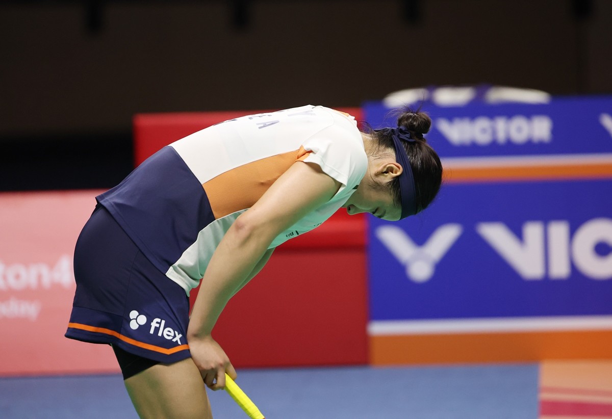 경기 도중 숨 고르는 안세영 / 뉴스1