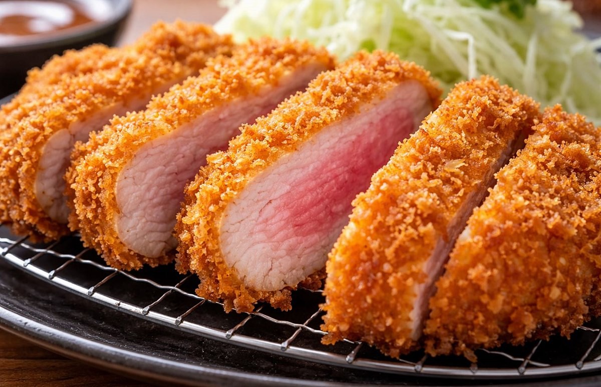 돈가스 살코기에서 붉은색을 띠는 미오글로빈 현상 모습. 기사 이해를 돕기 위해 AI를 활용해 제작한 자료 사진입니다. 실제 모습과 다소 다를 수 있습니다.