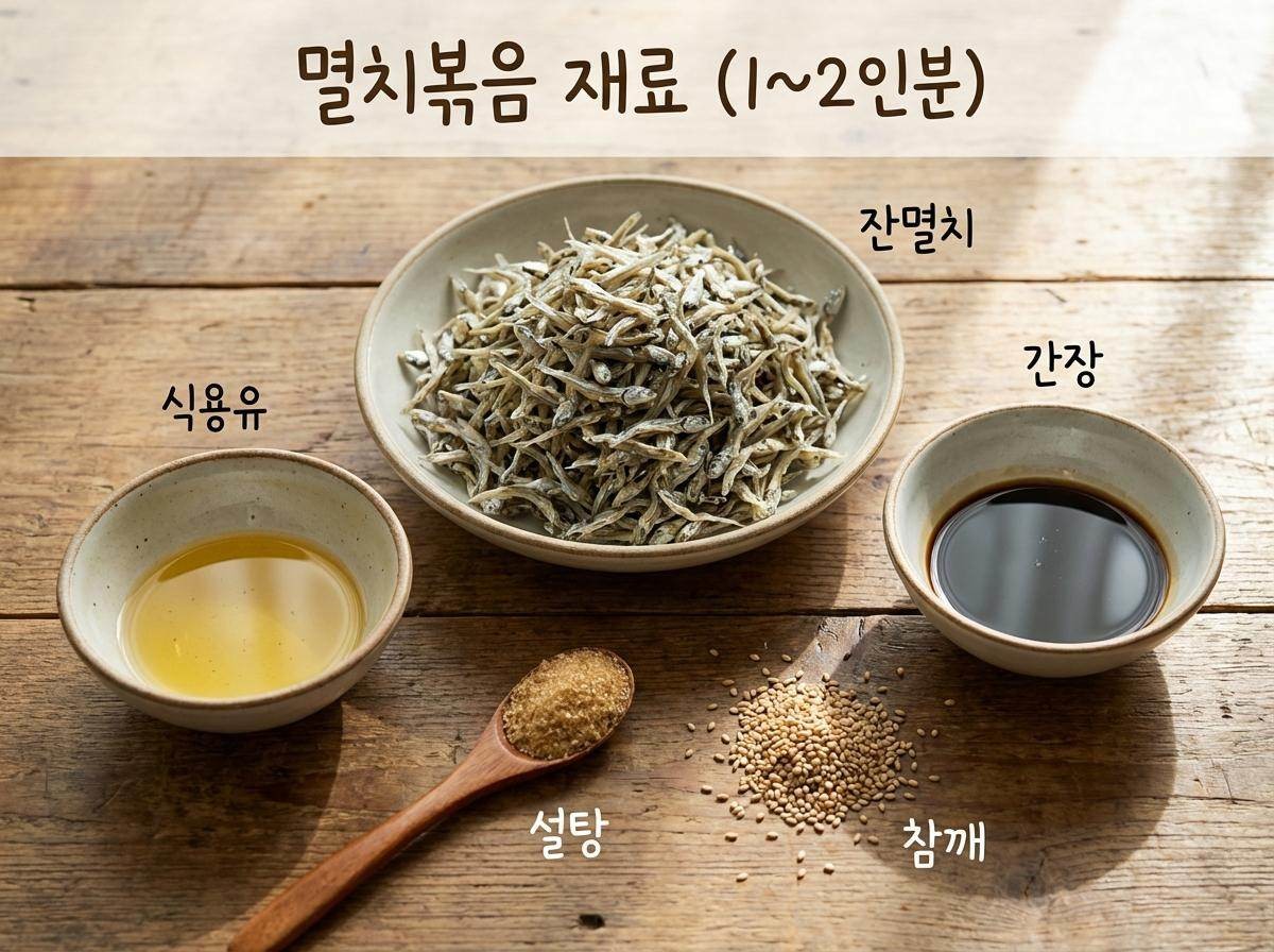 '전자레인지로 만드는 초간단 멸치볶음' 재료들. 기사 내용 토대로 AI툴 활용해 제작한 자료사진.