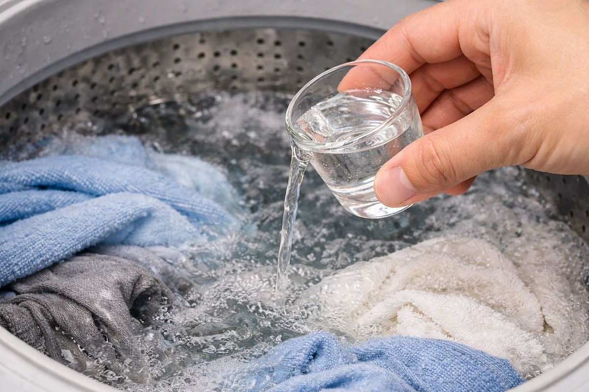 빨래를 헹굴 때 소주를 넣는 모습. 기사 이해를 돕기 위해 AI를 활용해 제작한 자료 사진입니다. 실제 모습과 다소 차이가 있을 수 있습니다.