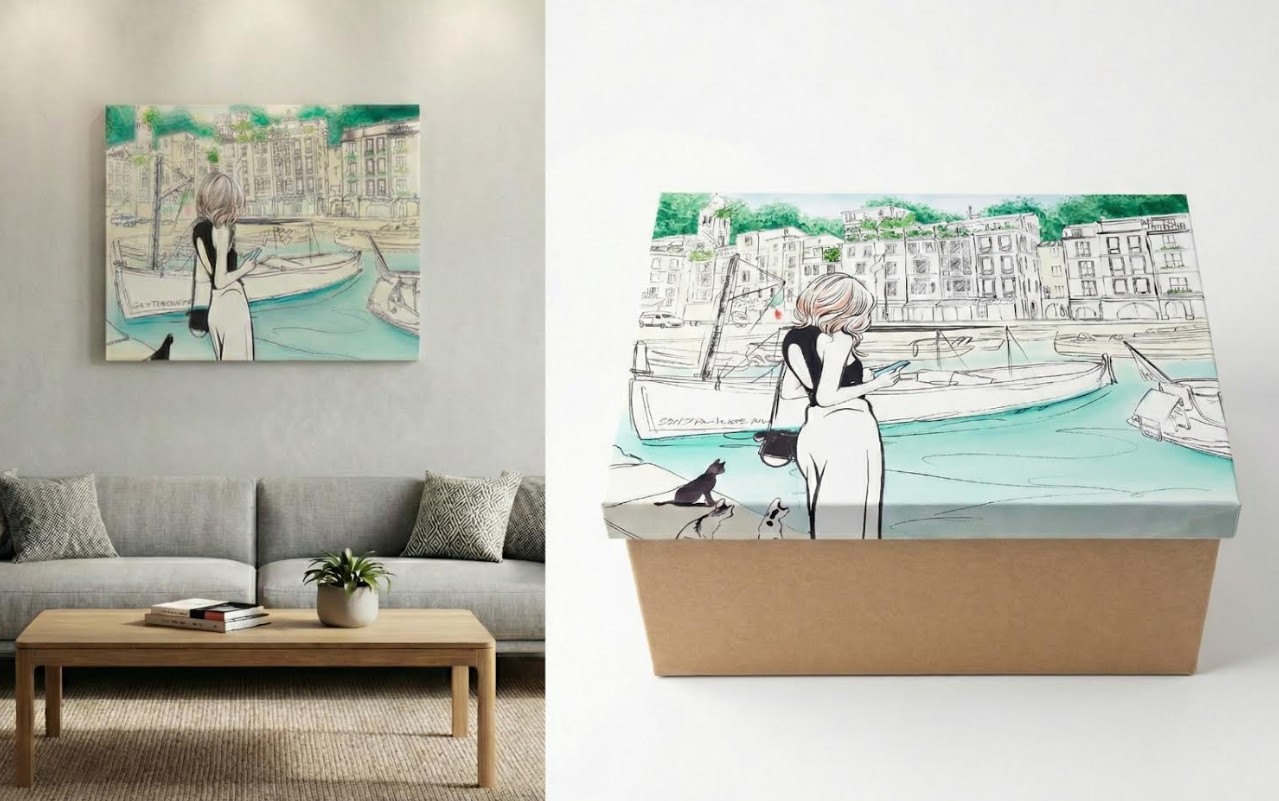 아트백 컬렉션 패키지 상단 뚜껑은 분리 후 액자처럼 벽에 걸어 감상할 수 있는 그림 작품으로 활용할 수 있다. / 아르주엘 제공