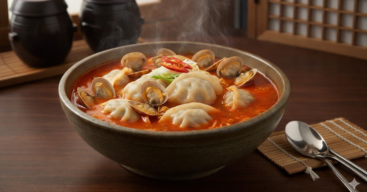 Ai로 만든 매운 바지락만둣국