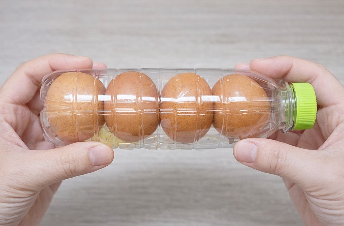 페트병 안에 계란을 넣은 모습. 기사 이해를 돕기 위해 AI를 활용해 제작한 자료 사진입니다.