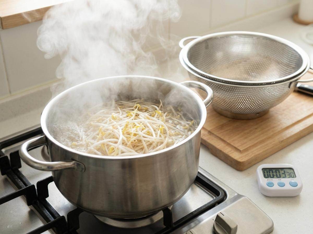 콩나물 데치기. 기사 내용 토대로 AI툴 활용해 제작한 자료사진.