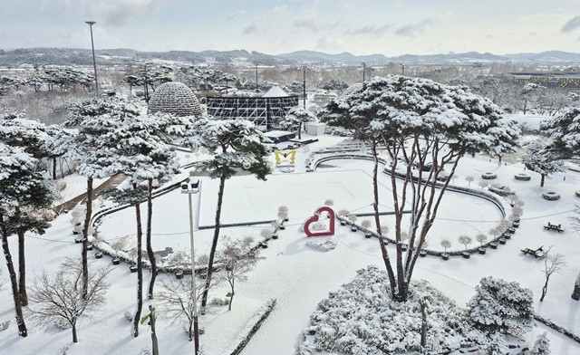 눈 쌓인 함평엑스포공원/사진제공 김덕수씨