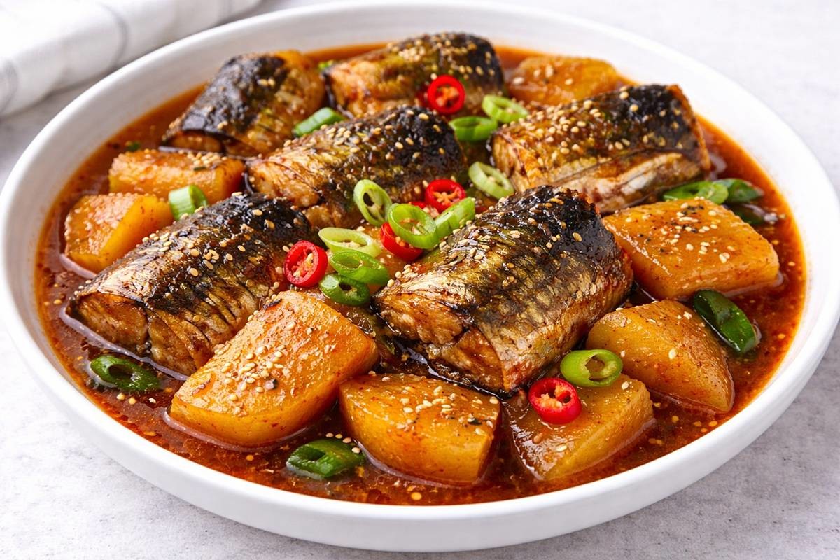 자박한 고등어 무조림.    기사에 대한 이해를 돕기 위해 AI 툴로 제작한 자료 사진