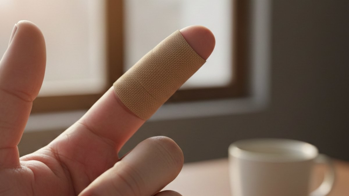 손가락에 반창고를 붙인 모습 (기사 이해를 돕기 위해 AI로 제작됨)