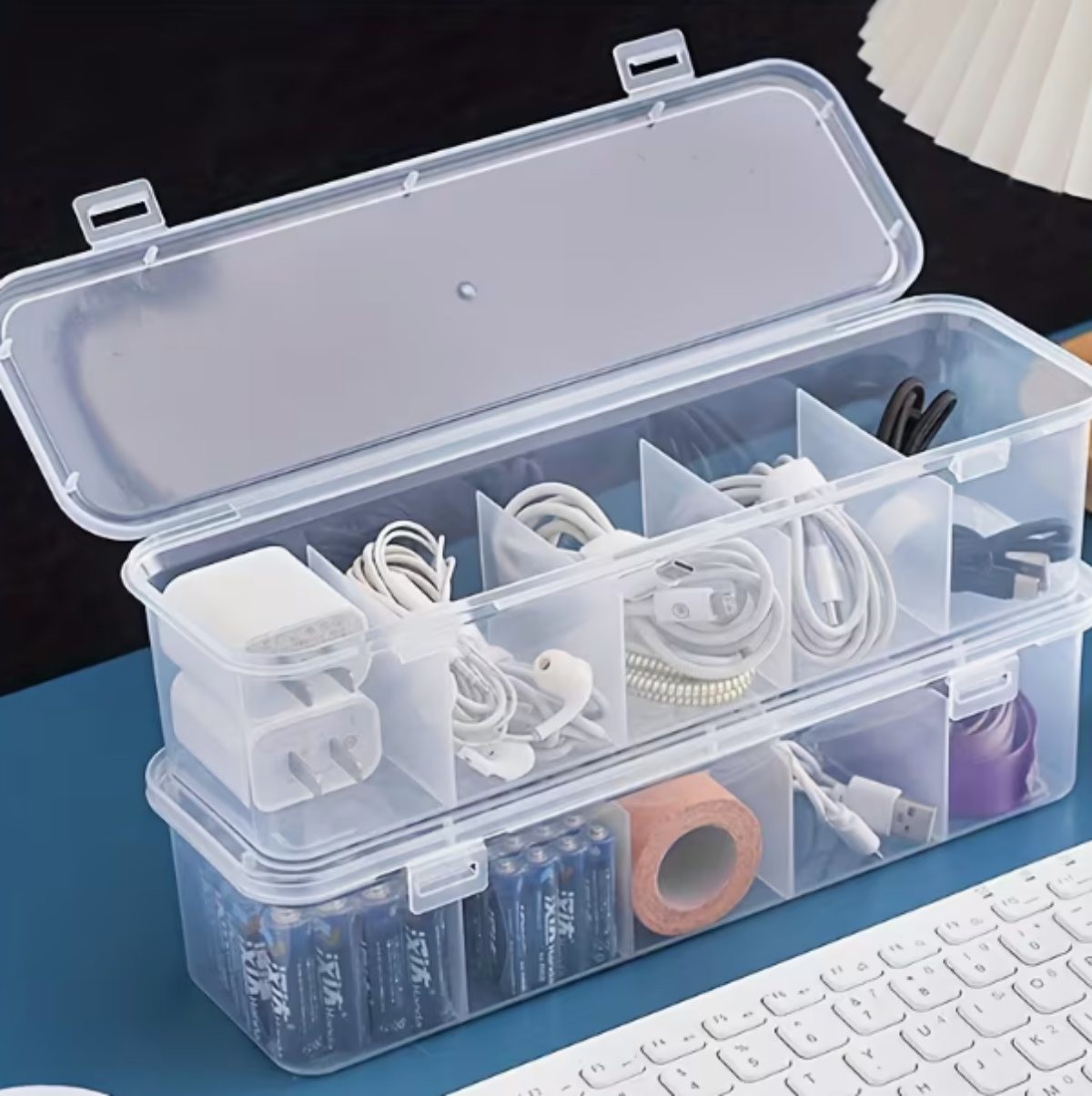 대용량 뚜껑형 케이블 정리함 / 테무 홈페이지