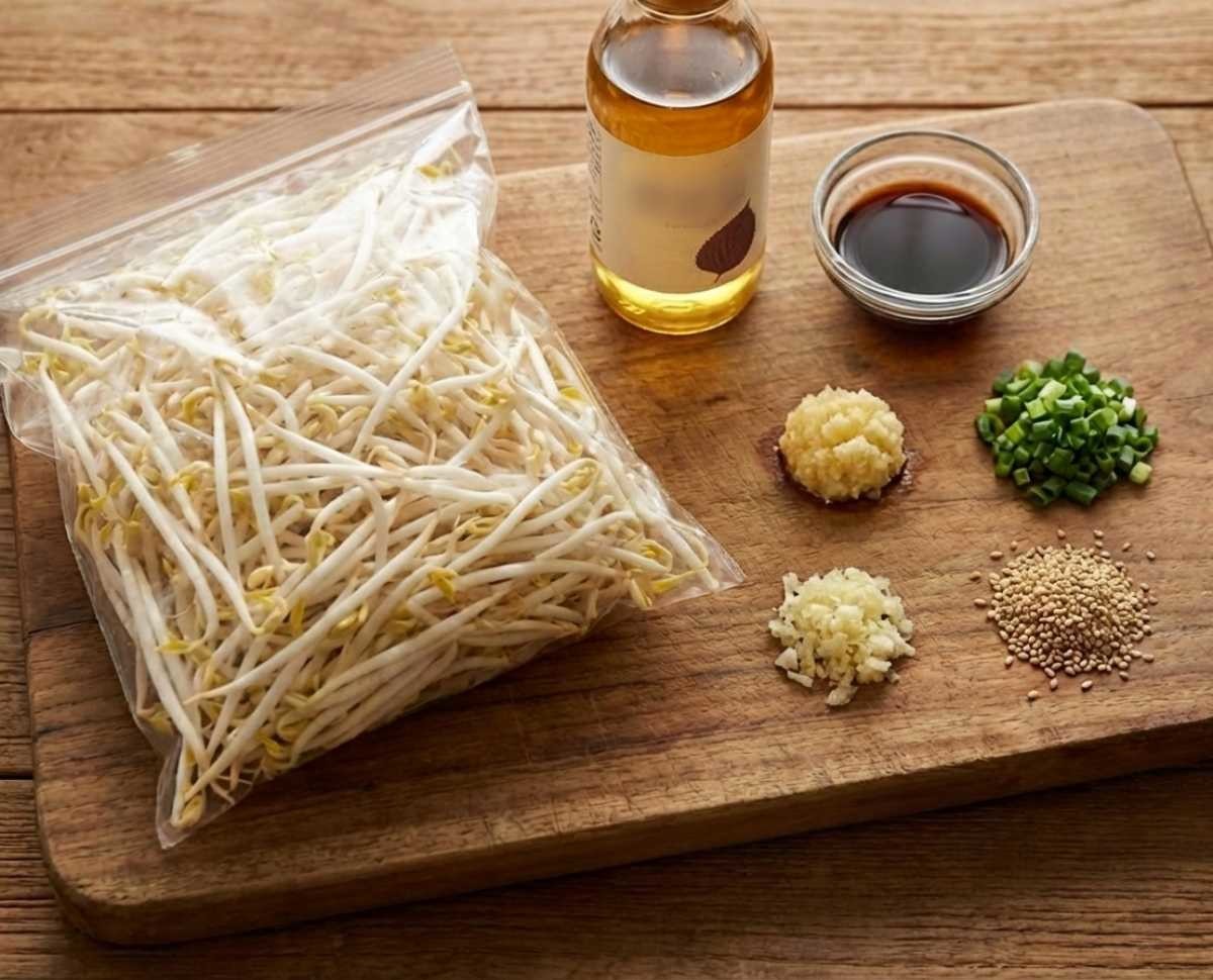 들기름 콩나물무침 준비 재료들. 기사 내용 토대로 AI툴 활용해 제작한 자료사진.