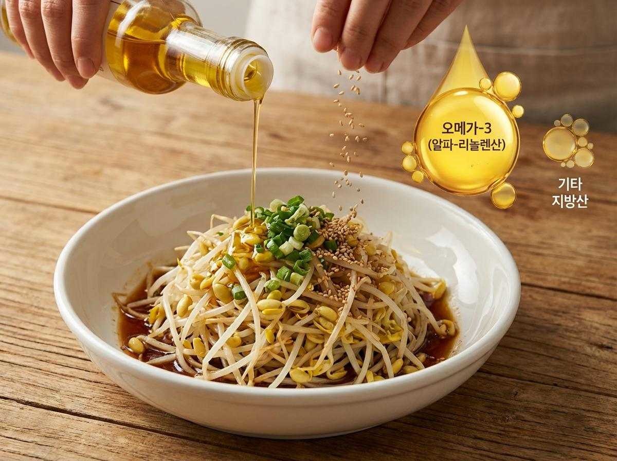 콩나물무침에 들기름을 두르면 좋은 점은? 기사 내용 토대로 AI툴 활용해 제작한 자료사진.