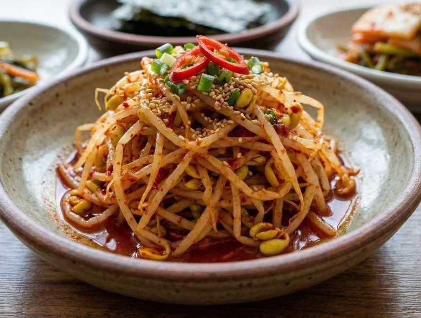 맛깔난 들기름 콩나물무침. 기사 내용 토대로 AI툴 활용해 제작한 자료사진.