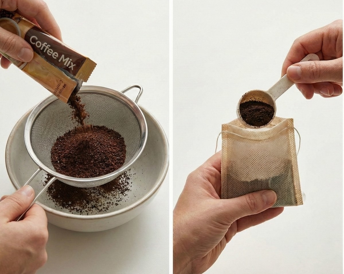 설탕과 프림 등이 포함된 커피믹스를 활용할 경우 커피가루만 분리하는 작업을 진행해준다. AI가 생성한 자료사진.