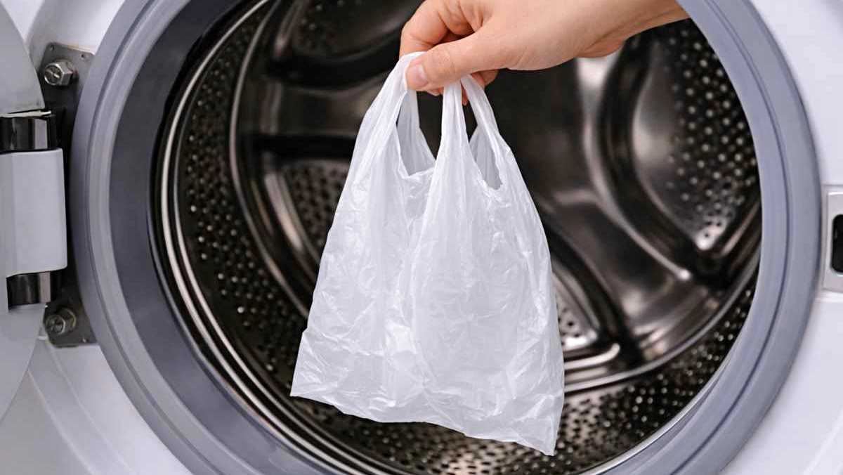 '세탁기에 비닐봉지를 넣어보세요 꿀팁?!' 기사 내용 토대로 AI툴 활용해 제작한 자료사진.