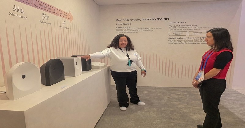 CES 2026에서 삼성전자 와이파이 스피커 ‘뮤직 스튜디오 5’ 구경` / 삼성전자 뉴스룸