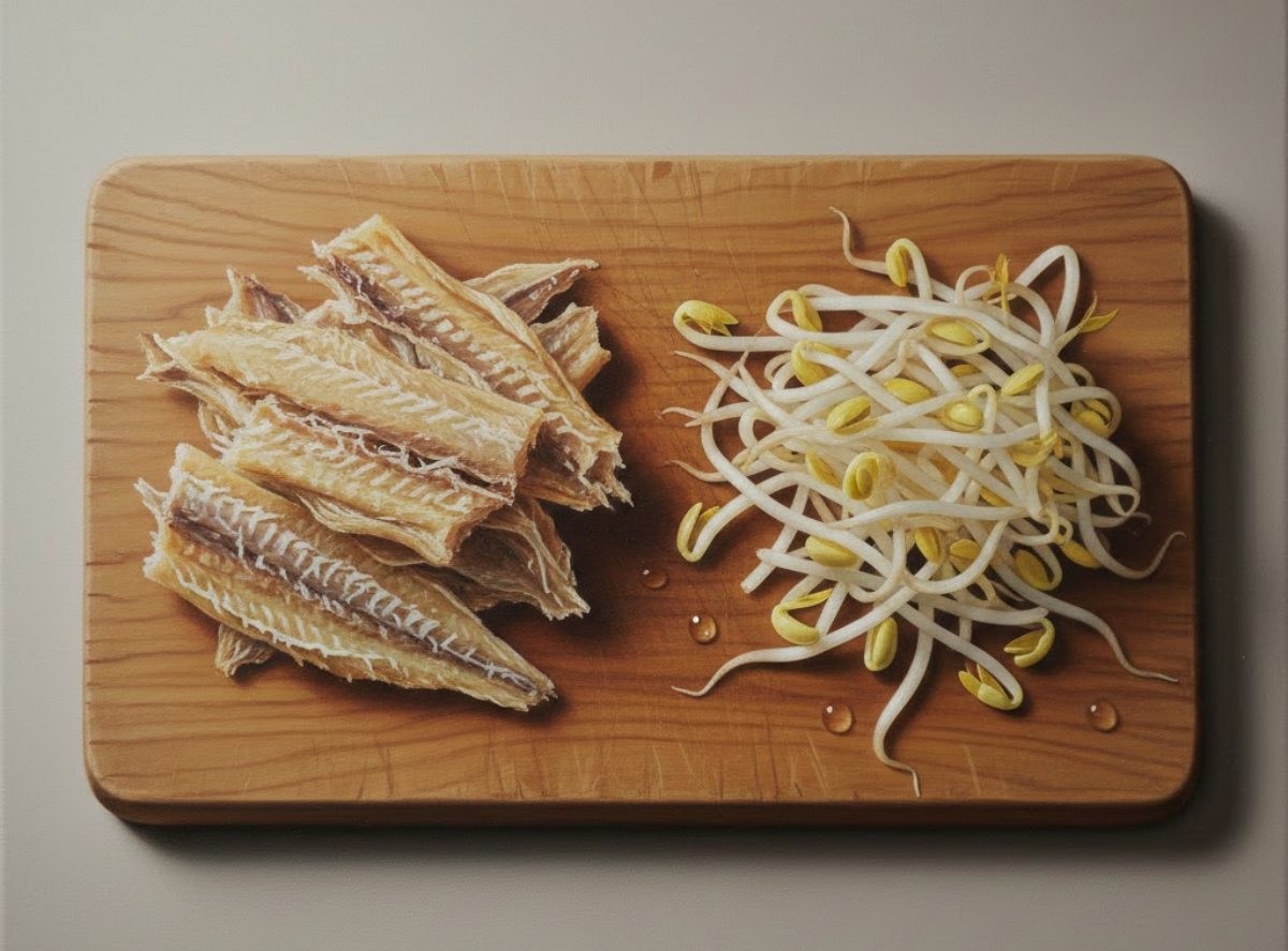 황태와 콩나물. AI가 생성한 자료사진.