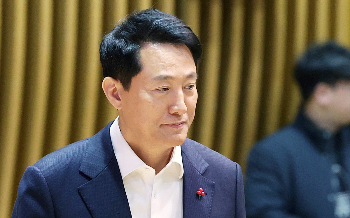 오세훈 서울시장이 서울시청 다목적홀에서 열린 '2026년 신년 직원조례'에 참석하고 있다. 자료 사진 / 뉴스1