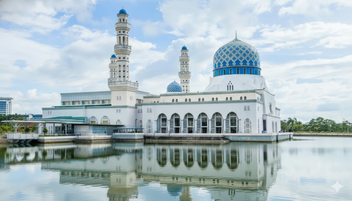코타키나발루 시티 모스크를 AI로 재현한 모습.