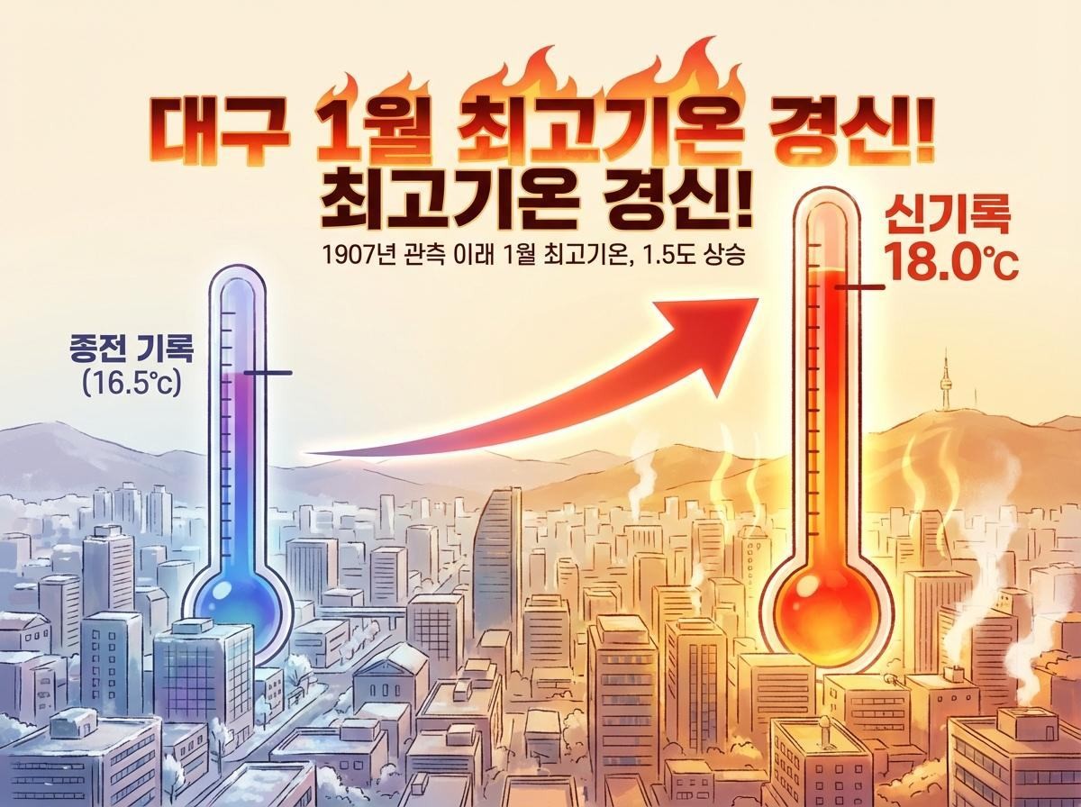 15일 대구도 기온이 18도까지 오르면서 1907년 1월 31일 기상관측 시작 이래 1월 최고기온이 갈아치웠다. 기사 내용 토대로 AI툴 활용해 제작한 자료사진.