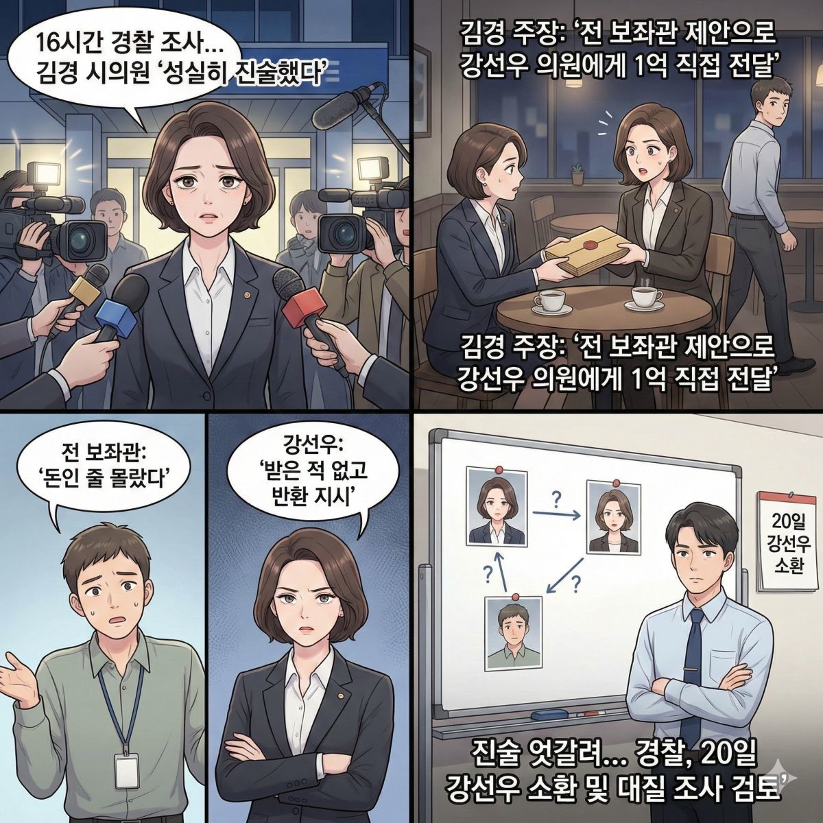 기사의 이해를 돕기 위해 AI 4컷 만화로 만든 이미지