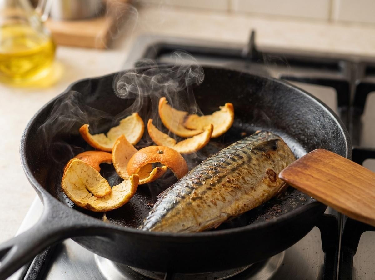 '생선과 찰떡 궁함인 귤껍질?!' 기사 내용 토대로 AI툴 활용해 제작한 자료사진.