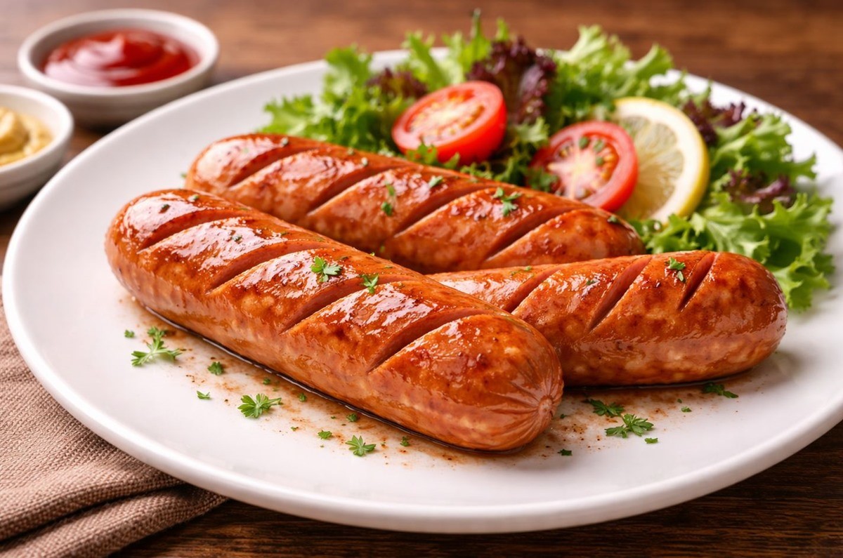 노릇하게 구워진 소시지 모습. 기사 이해를 돕기 위해 AI를 활용해 제작한 자료 사진.