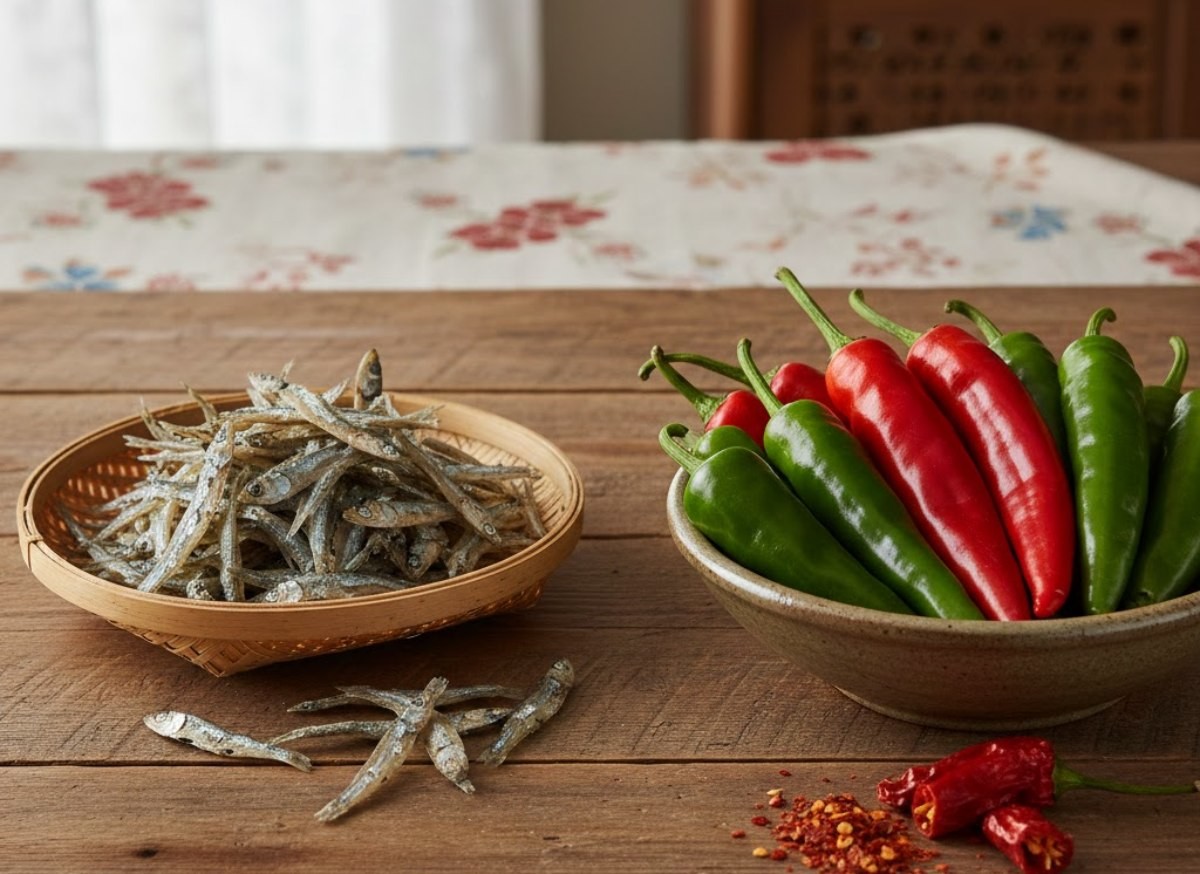 멸치와 고추. 기사 내용을 바탕으로 AI가 생성한 자료사진.