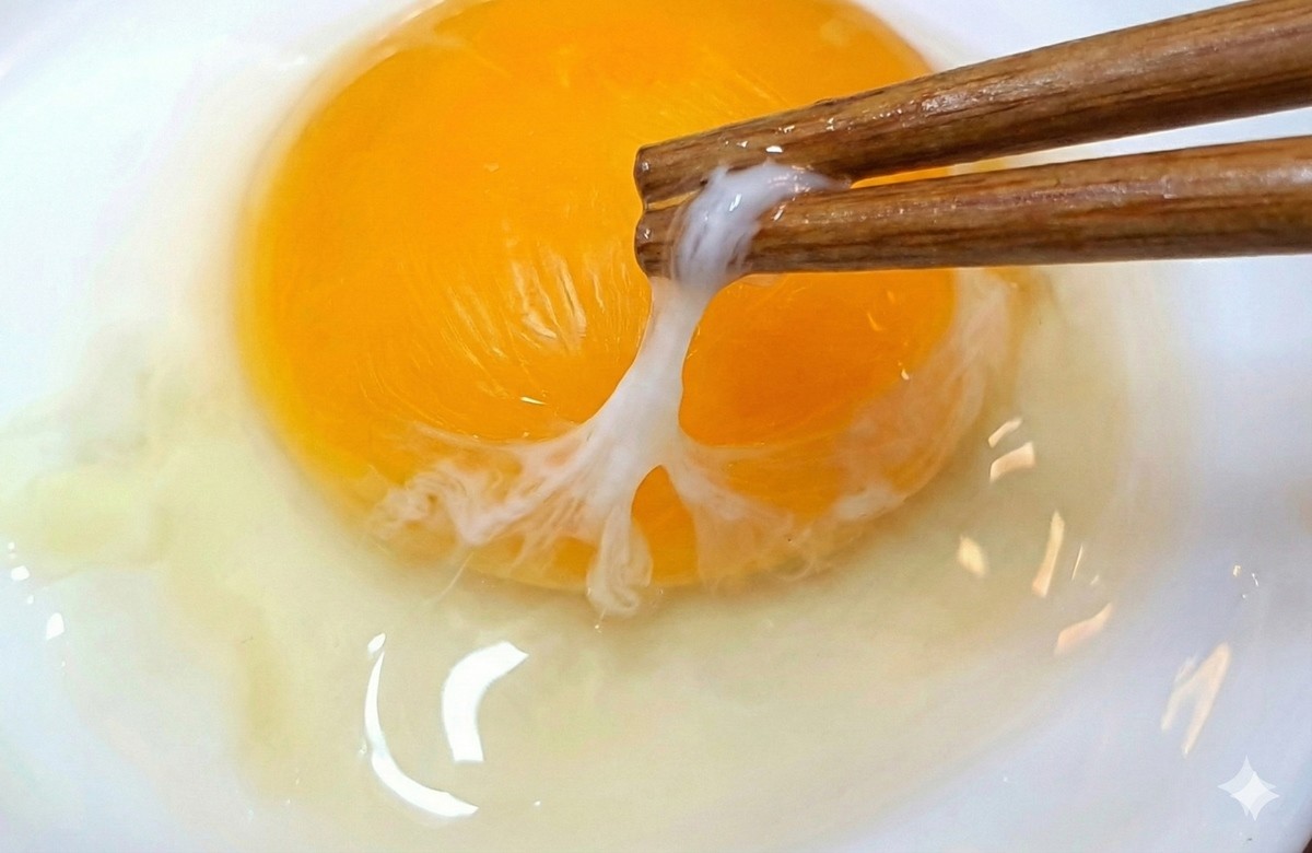 계란 알끈을 젓가락으로 제거하는 모습. 기사 이해를 돕기 위해 AI를 활용해 제작한 자료 사진입니다. 실제 모습과 다소 차이가 있을 수 있습니다.