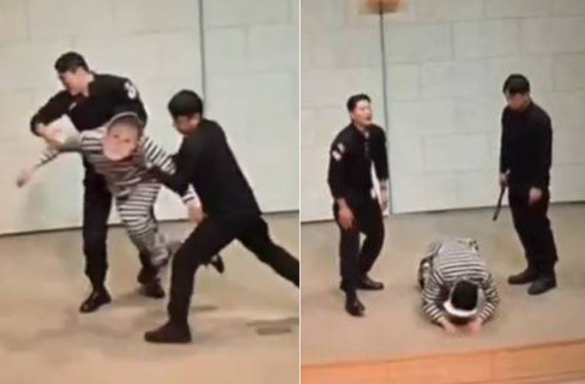 서울의 한 교회에서 지난 연말 이재명 대통령 가면을 쓴 인물을 폭행하는 내용의 연극이 상연 됐다. / 극우추적단 ‘카운터스’ 엑스(X·옛 트위터) 계정 영상 캡처