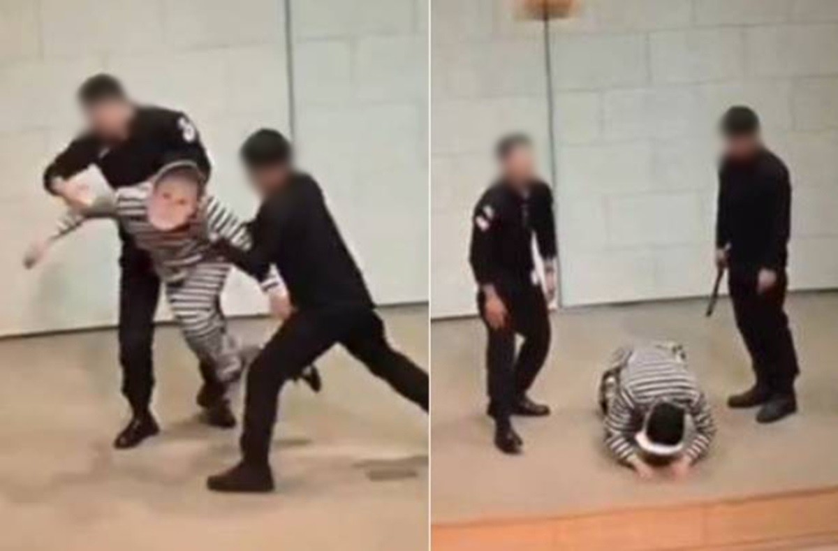 서울의 한 교회에서 지난 연말 이재명 대통령 가면을 쓴 인물을 폭행하는 내용의 연극이 상연 됐다. / 극우추적단 ‘카운터스’ 엑스(X·옛 트위터) 계정 영상 캡처