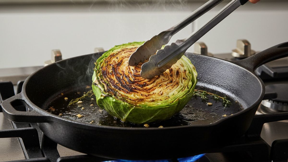 배추를 프라이팬에 올린 모습 (AI 사진)