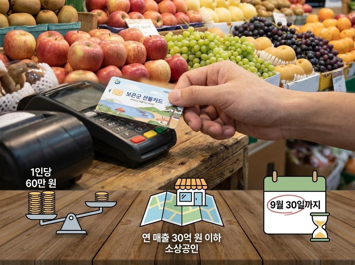 보은군, 민생안정 지원금 192억 원 확보...1인당 60만원 지급. 기사 내용 토대로 AI툴 활용해 제작한 자료사진.