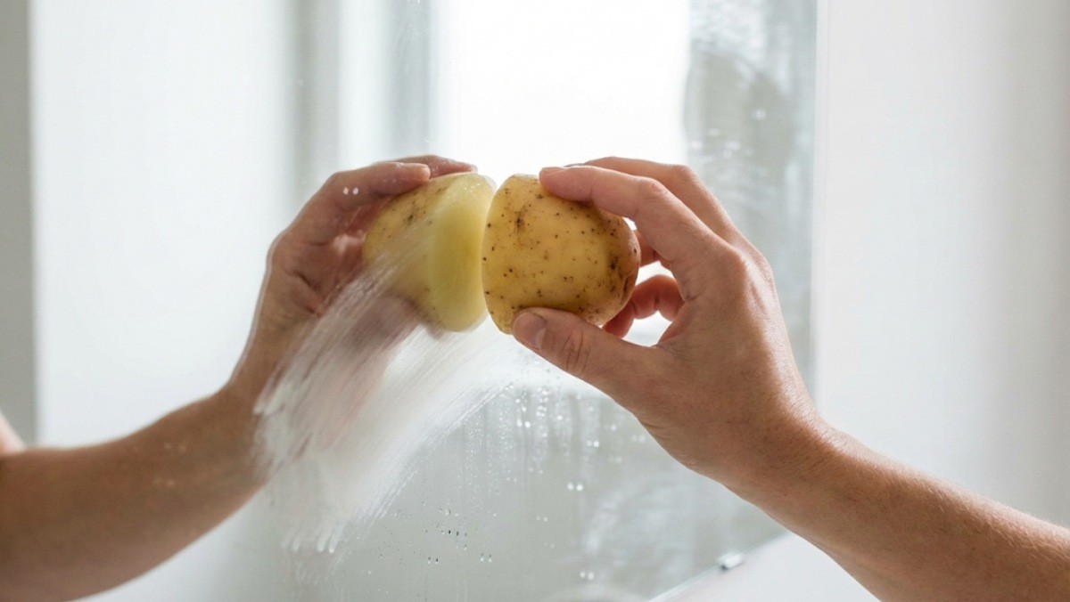 감자로 거울을 닦는 모습 / 기사 내용을 바탕으로 제작한 AI 이미지