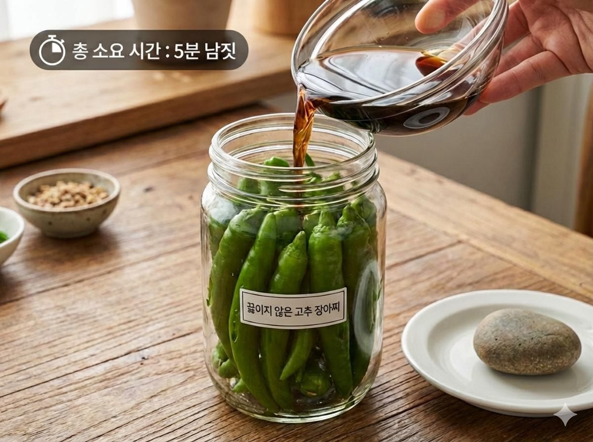 집에서 정말 간단하게 만들 수 있는 고추 장아찌 반찬. 기사 내용 토대로 AI툴 활용해 제작한 자료사진.