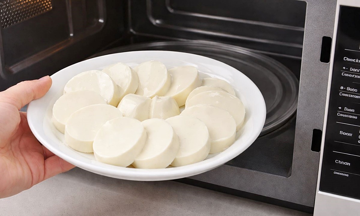 전자레인지에 순두부를 넣는 모습. 기사 이해를 돕기 위해 AI를 활용해 제작한 자료 사진입니다.