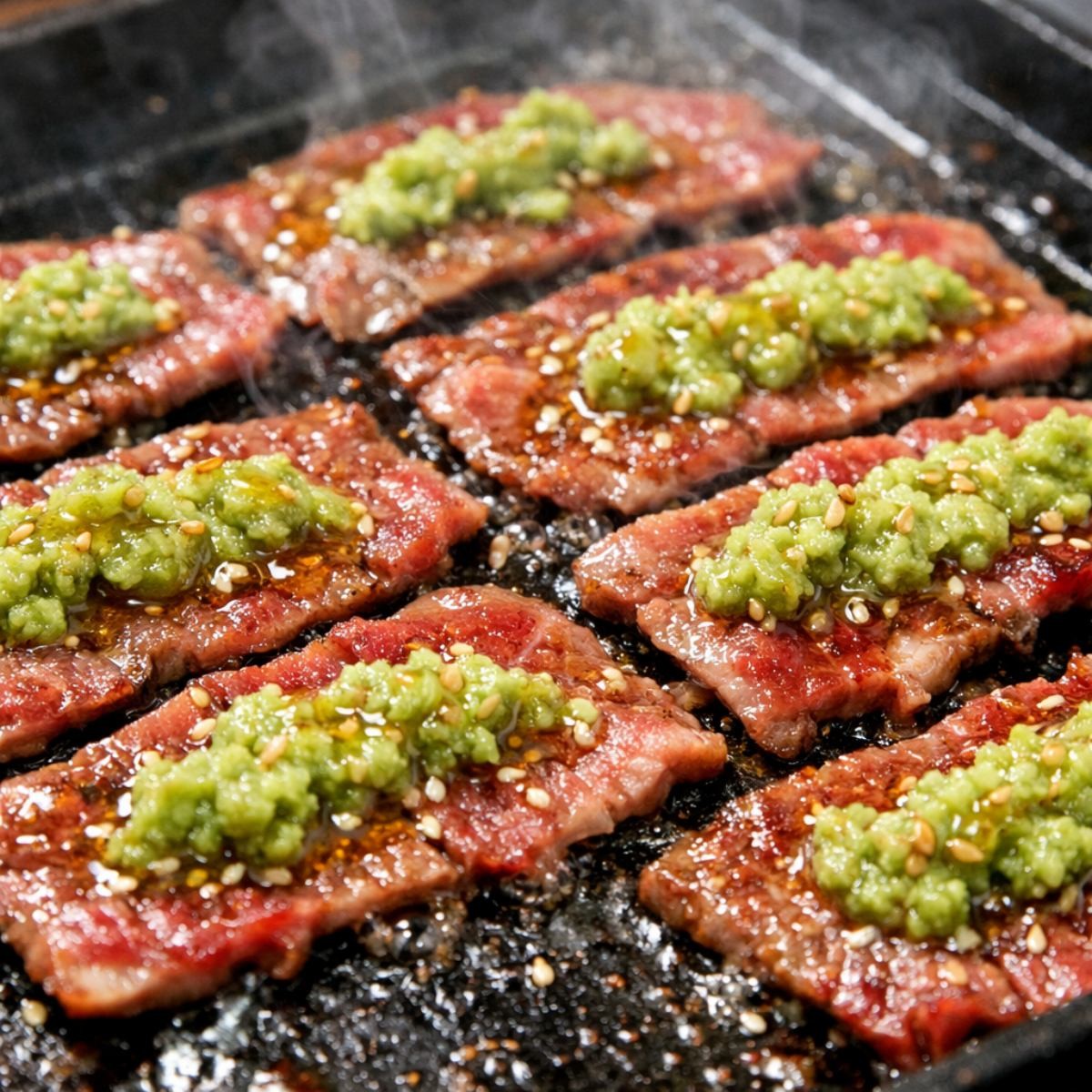 소고기에 와사비를 얹어 굽는 모습 (AI 사진)