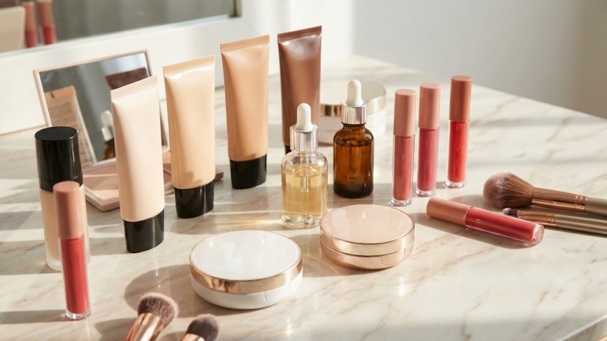 여러 뷰티 제품들 / 기사 내용을 바탕으로 제작한 AI 이미지